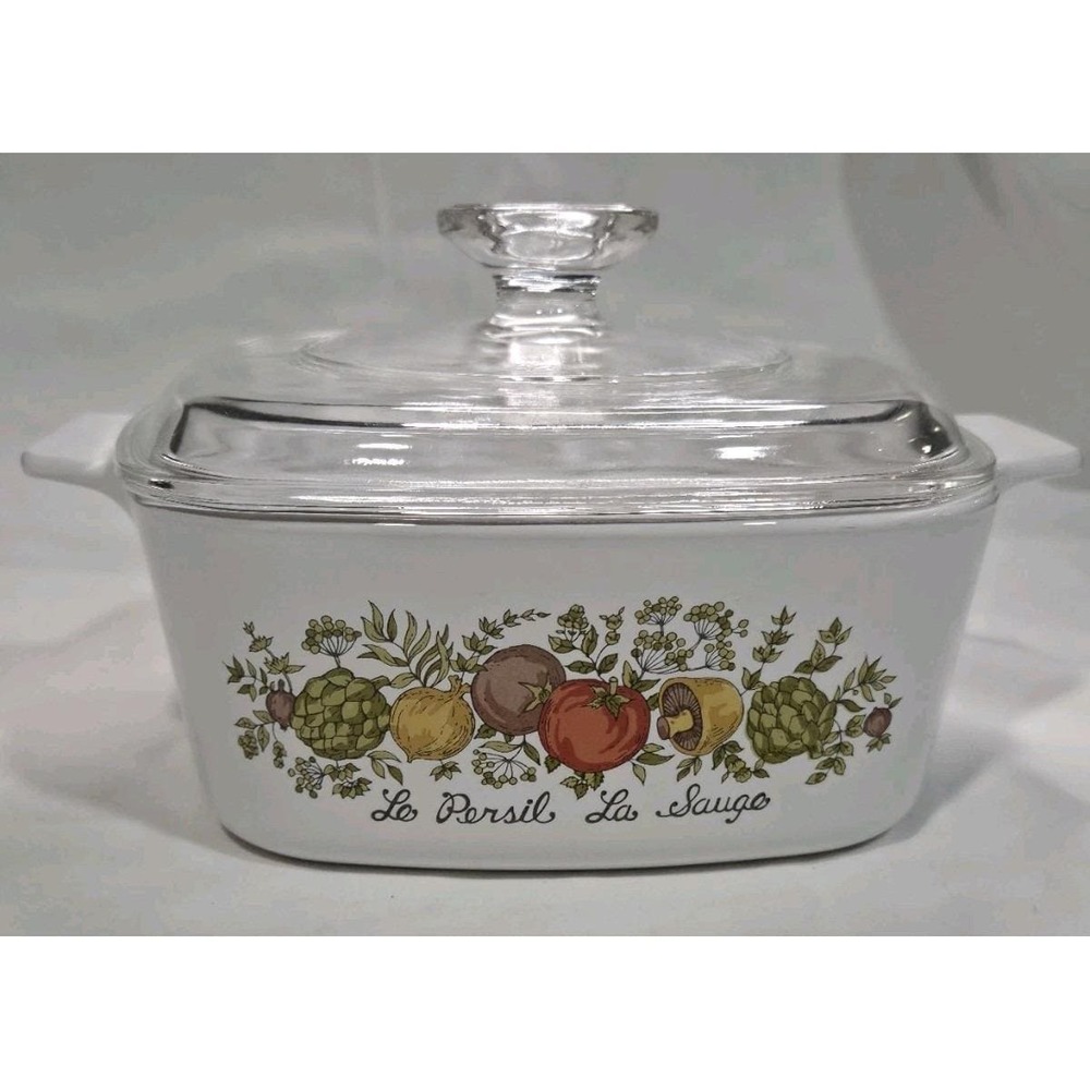 CorningWare Spice O Life Casserole Dish A-7-C White Pyroceram with Glass Lid